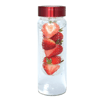WB8437-500 ML. (17 FL. OZ.) WATER BOTTLE WITH FRUIT INFUSER-Clear Glass (bottle) Red (lid)